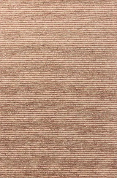 Hand-tufted Sunday Terracotta / Ivory rug with pinstripe pattern and textured wool pile