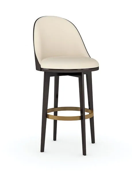 Product Image 1 for Cream Leather Modern Bar Height Round Stool from Caracole