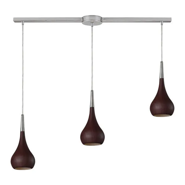 Product Image 2 for Lindsey 3 Light Pendant In Dark Walnut And Satin Nickel from Elk Lighting