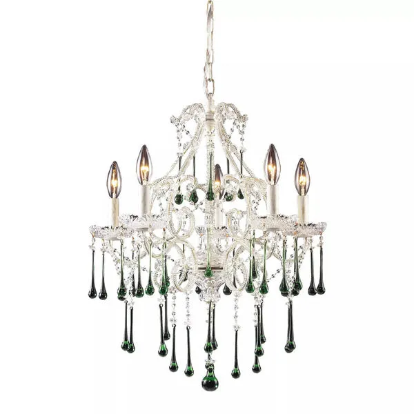 Product Image 1 for 5 Light Chandelier In Antique White And Lime Crystal from Elk Lighting
