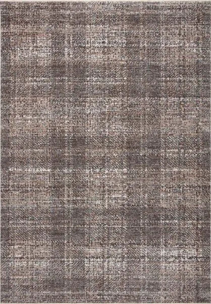 Modern flatweave area rug with a textured multi-tone graphite plaid pattern in neutral shades