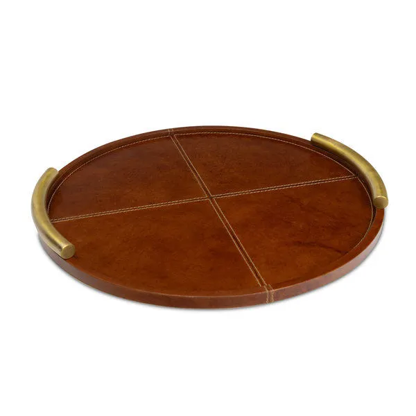 Product Image 1 for Cognac Round Hayes Leather Tray from Regina Andrew Design