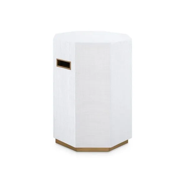 Product Image 1 for Octavia White Lacquered Linen Geometric Side Table from Villa & House