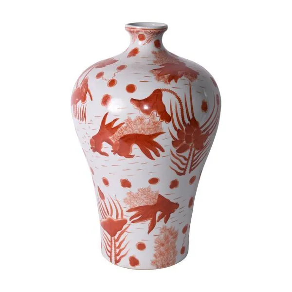 Product Image 1 for Red Goldfish Prunus Vase from Legend of Asia