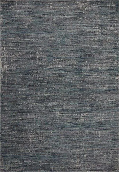 5x7'10" Arden rug in ocean and grey with wide heathered stripes and subtle ribbed texture
