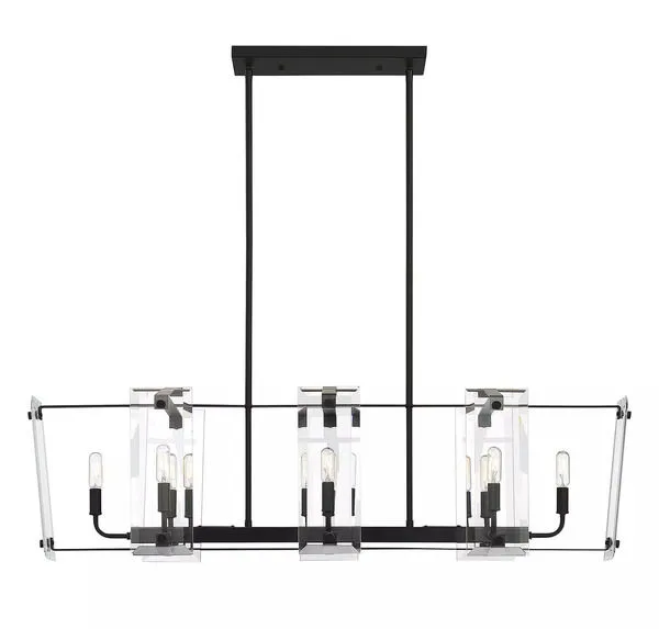 Product Image 3 for Everett 
 Matte Black 8 Light Linear Chandelier from Savoy House 