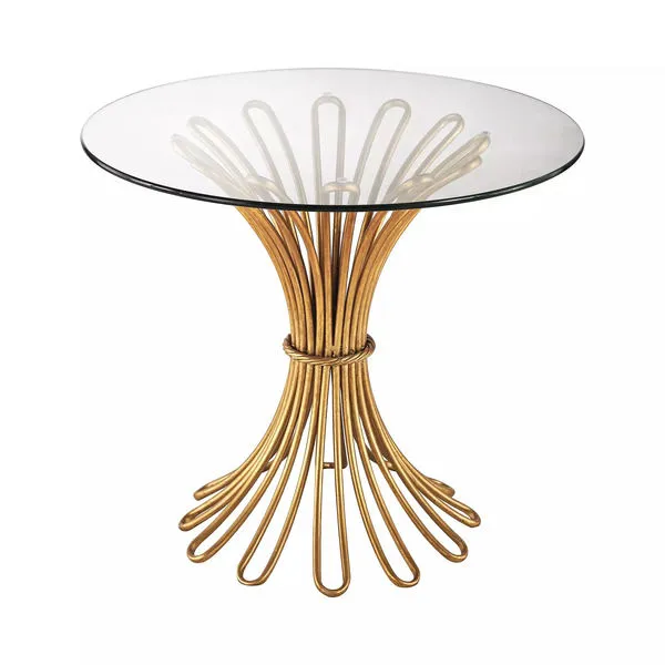 Product Image 1 for Flaired Rope Side Table In Gold Leaf And Clear Glass from Elk Home