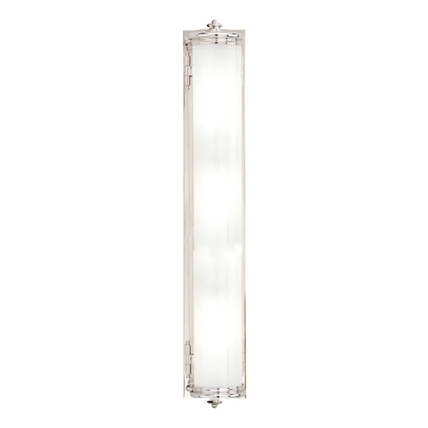 Bristol 4 Light Bath Bracket with fluted glass and polished metal frame featuring crown finials and metal hinges