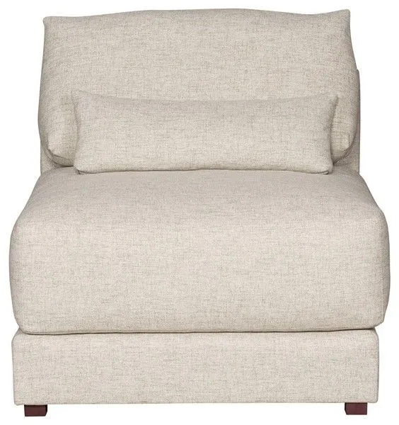 Dove Modular Sectional Armless Chair in neutral Jack Linen fabric with plush cushions and clean-lined silhouette