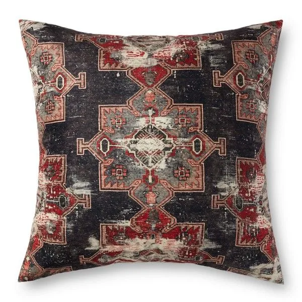 Product Image 1 for Michelle Charcoal / Red Floor Pillow from Loloi