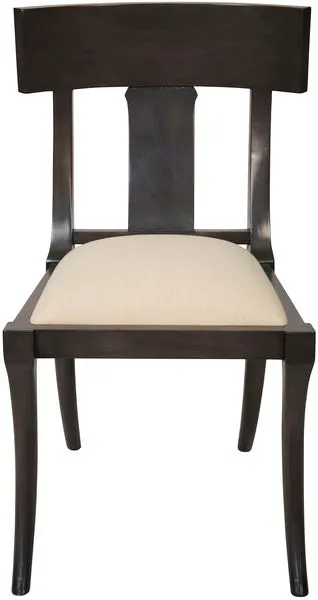 Front view of Athena Side Chair showing wide curved backrest and white canvas seat cushion