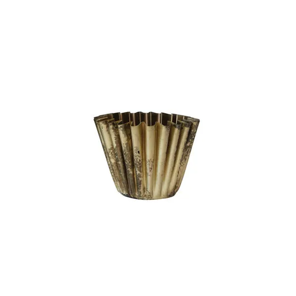 Product Image 1 for Delia Round Brass Fluted Metal Planter from Creative Co-Op