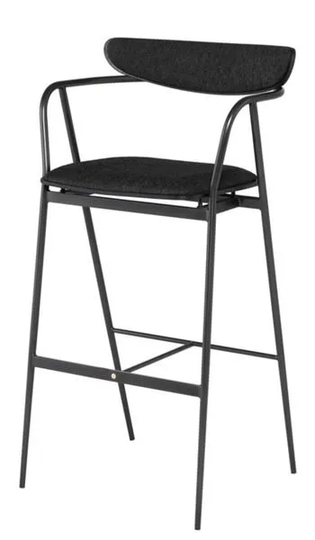 Gianni Bar Stool front-right angle showing armrests and backrest curve supporting upper back