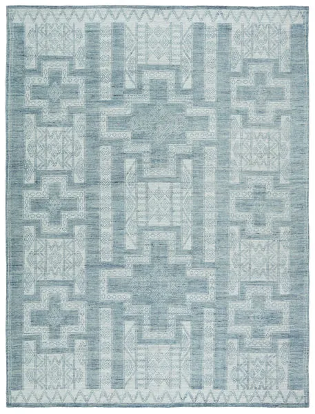 Product Image 4 for Cirus Hand-Knotted Geometric Blue/ Ivory Rug from Jaipur 