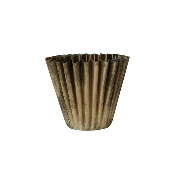 Product Image 1 for Delia Round Brass Fluted Metal Planter from Creative Co-Op