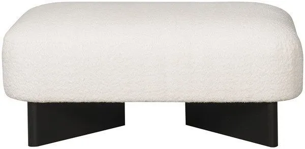 Lola Modular Sectional Bumper with plush ivory bouclé upholstery and black geometric base