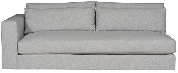 Leone Modular Sectional Left Arm Bench Seat Sofa in Identify Dove fabric with plush cushions and clean lines
