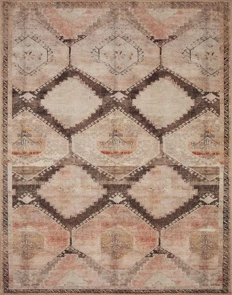 Wynter Graphite Blush rug with traditional geometric pattern in blush, graphite, and beige tones