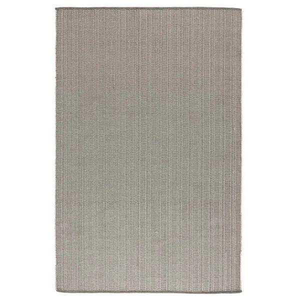 Charlevoix pebble gray indoor outdoor rug with handwoven Moroccan-inspired striped pattern
