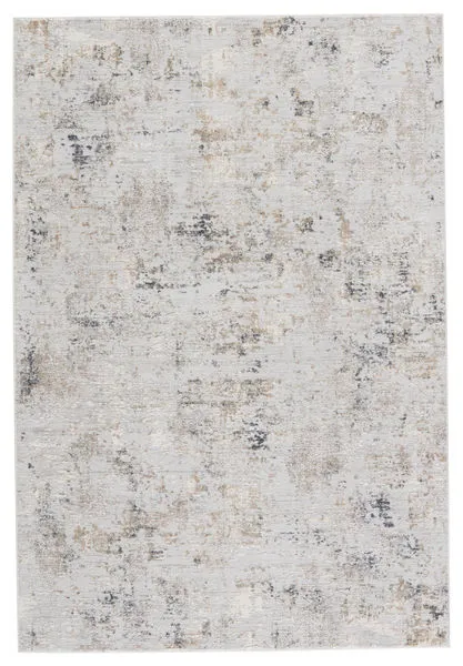 Alcina Abstract Light Gray/Gold Rug with a painterly abstract pattern in gray, bronze, and ivory hues