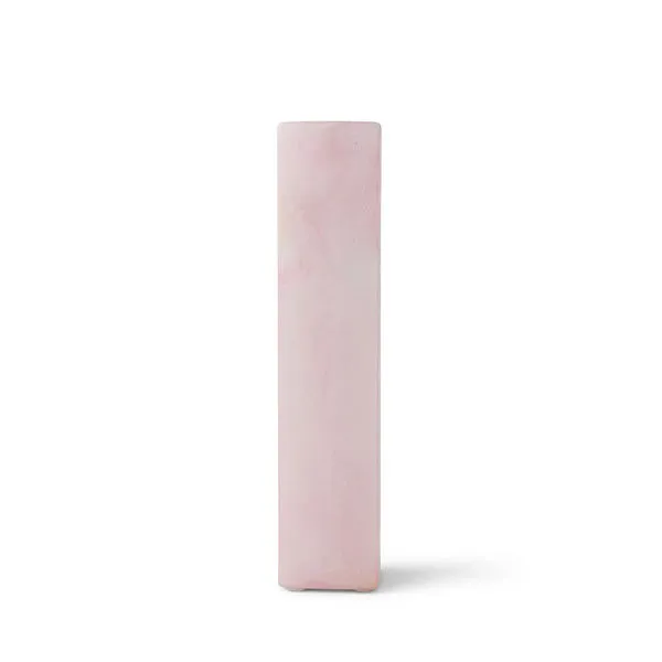 Tall rectangular Pink Alabaster T-Lite Holder with smooth finish and subtle natural pink veining