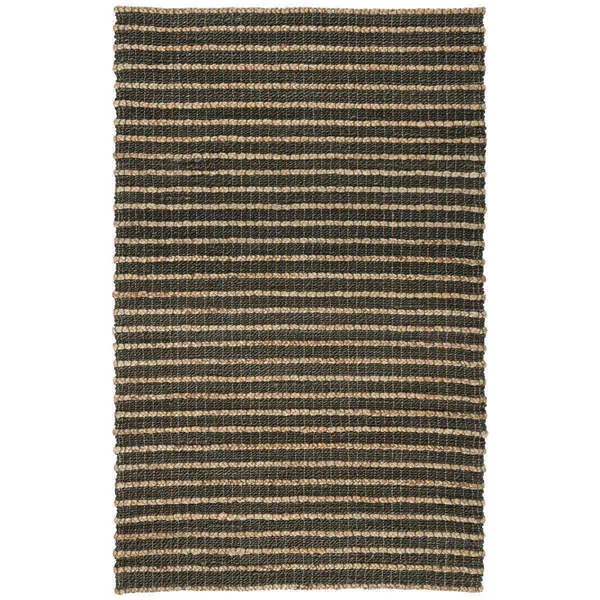 Alysa Natural Handwoven Area Rug with natural jute and gray striped coiled and braided pattern
