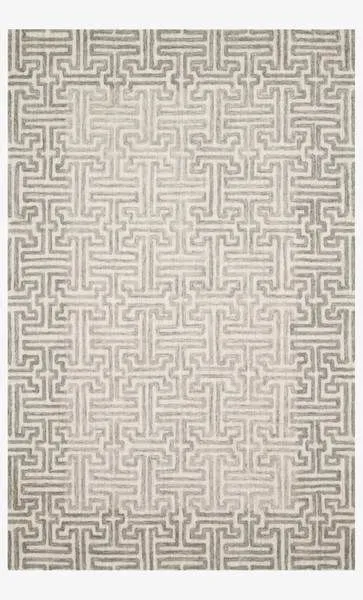Ehren Stone/Sand rug with neutral palette and geometric maze pattern in 100% wool pile