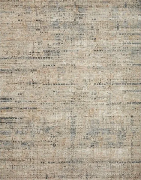 Axel Stone Sky Rug with muted neutral tones and abstract linear pattern in a soft polyester pile