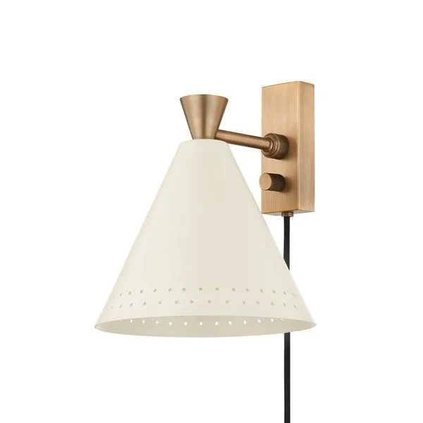 Product Image 1 for Arvin Patina Brass 1-Light Portable Cream Wall Sconce from Troy Lighting