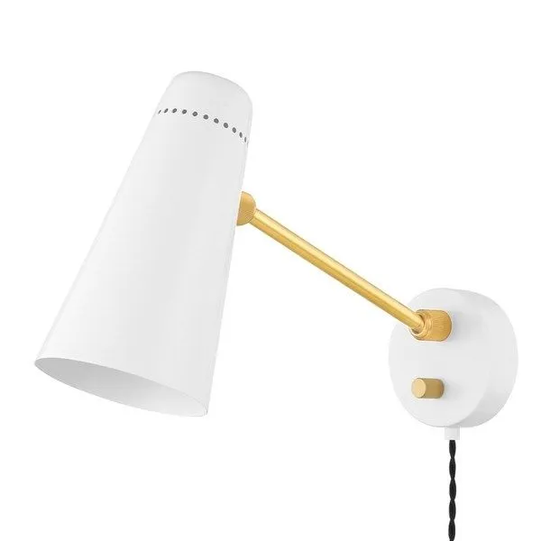 Product Image 1 for Alex Portable Midcentury-Inspired White and Gold Wall Sconce from Mitzi