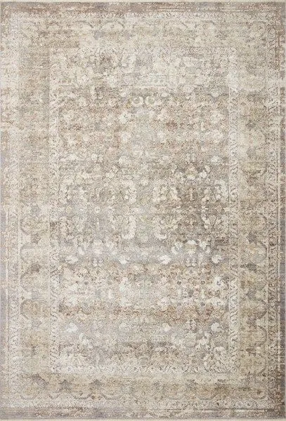 Sonnet Grey / Sage Traditional Rug with intricate floral pattern in muted grey and sage tones