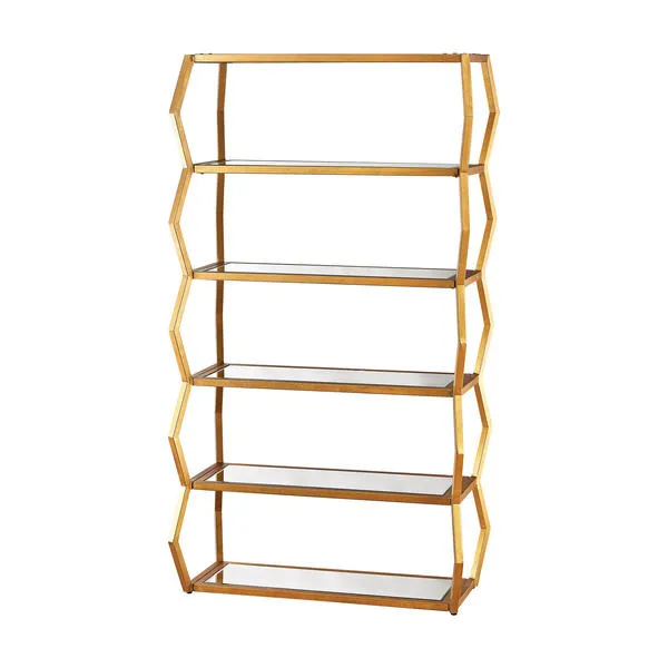 Product Image 1 for Anjelica Bookshelf In Gold Leaf And Clear Mirror from Elk Home