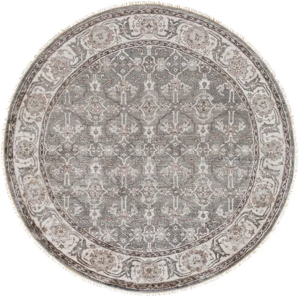Product Image 1 for Theodora Hand-Knotted Medium Gray / Slate Rug - 8' Round from Surya