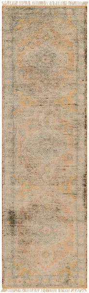 Product Image 1 for Nirvana Hand-Knotted Dusty Coral / Mustard Rug - 2'6" x 8' from Surya