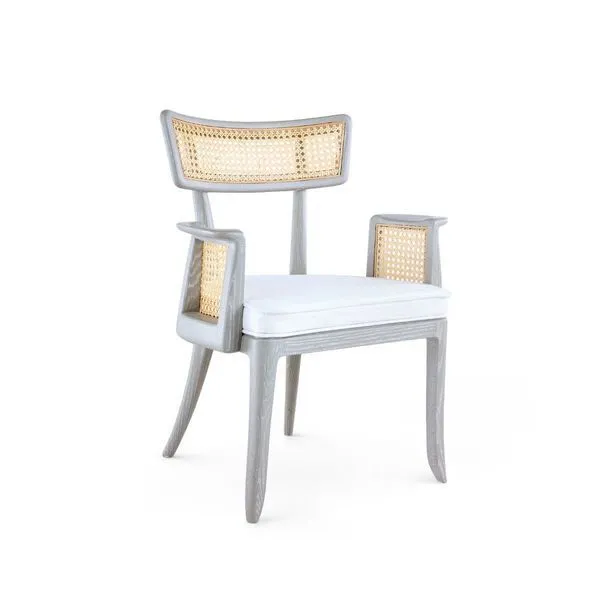 Product Image 1 for Marshall Cane and Linen Arm Chair in Grey from Villa & House