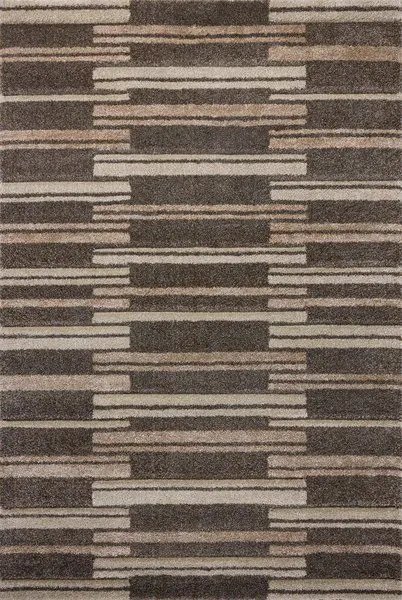 Rectangular Silas rug in mocha and champagne tones with geometric pattern of horizontal and vertical blocks