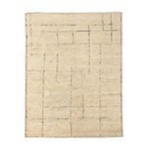 Top-down view showing full rectangular shape of rug with soft geometric pattern layout