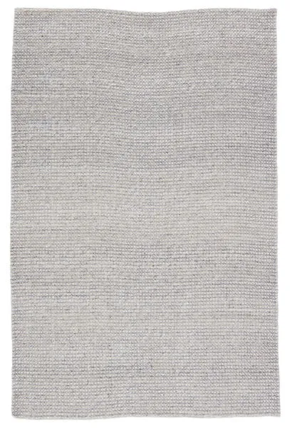 Solid gray and ivory woven indoor/outdoor area rug with subtle striated texture