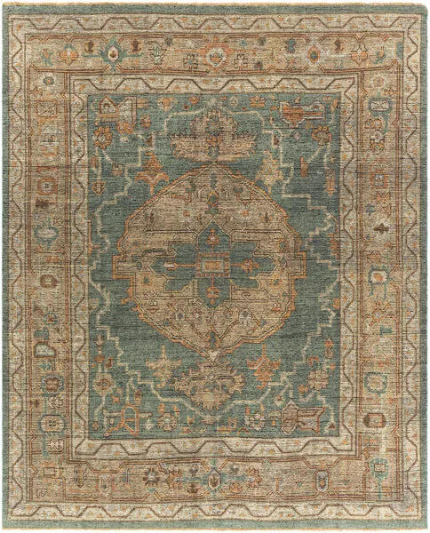 Product Image 1 for Reign Hand-Knotted Dark Green / Beige Rug - 8' x 10' from Surya