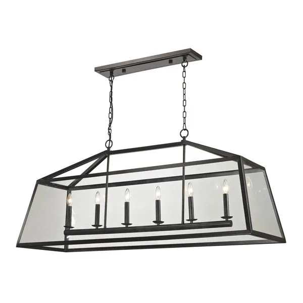 Product Image 4 for Alanna 6-Light Linear Chandelier in Oil Rubbed Bronze with Clear Glass Panels from Elk Lighting