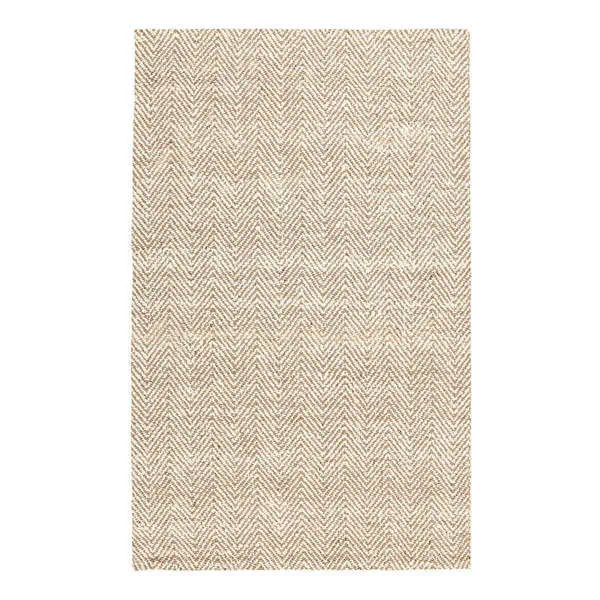 Chevron handwoven jute area rug in alternating natural beige and cream fibers with classic Chevron pattern