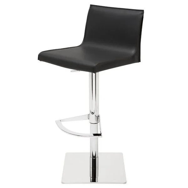 Colter Adjustable Stool angled view showing seat curve and lever under seat