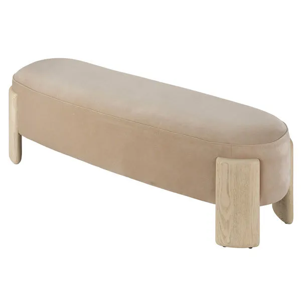 Product Image 1 for Eclair Earl Grey Velvet and Pale Oak Bench from Jamie Young