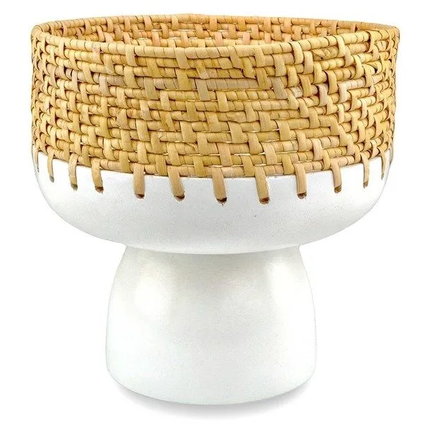Product Image 1 for Kyoto Rattan & White Footed Bowl from Currey & Company