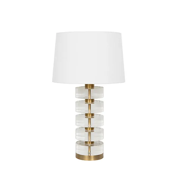 Product Image 1 for Cybill Acrylic And Brushed Brass Stack Lamp With White Linen Shade from Worlds Away
