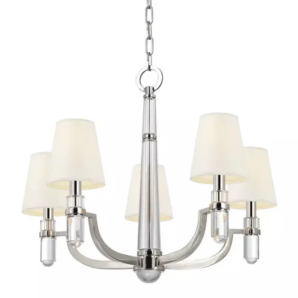 Product Image 1 for Dayton 5 Light Chandelier W/White Shade from Hudson Valley