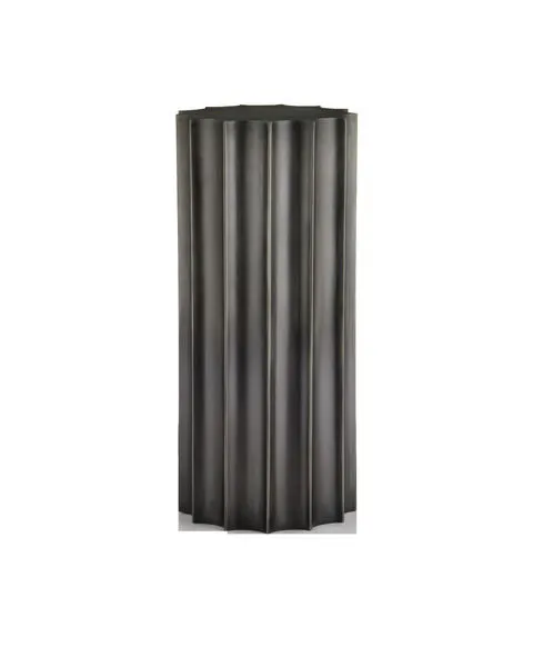 Kanti Accent Table iron end table in graphite with fluted cylindrical shape and subtle darkening ombré finish