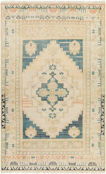 Product Image 1 for Anadolu Hand-Knotted Teal / Cream Rug - 8' x 10' from Surya