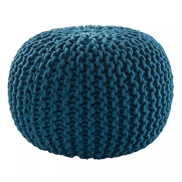 Product Image 2 for Spectrum Pouf Textured Blue Round Pouf from Jaipur