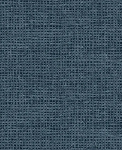 Rustic Weft Wallpaper in intense blue with textured small grid pattern resembling woven fabric.